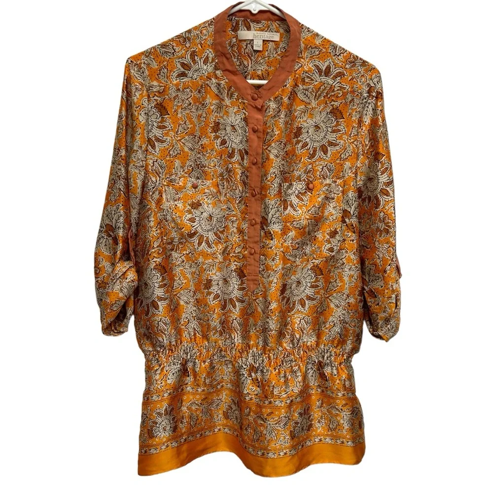 ✨3/$15 Banana Republic Heritage Boho Floral Top Button Front Peplum Blouse - Picture 1 of 13